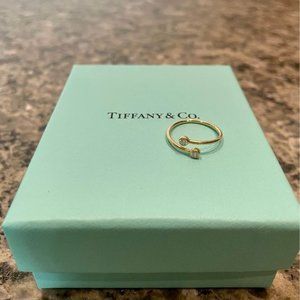 Tiffany & Co. Size Six Diamond Hoop Ring in 18K Gold